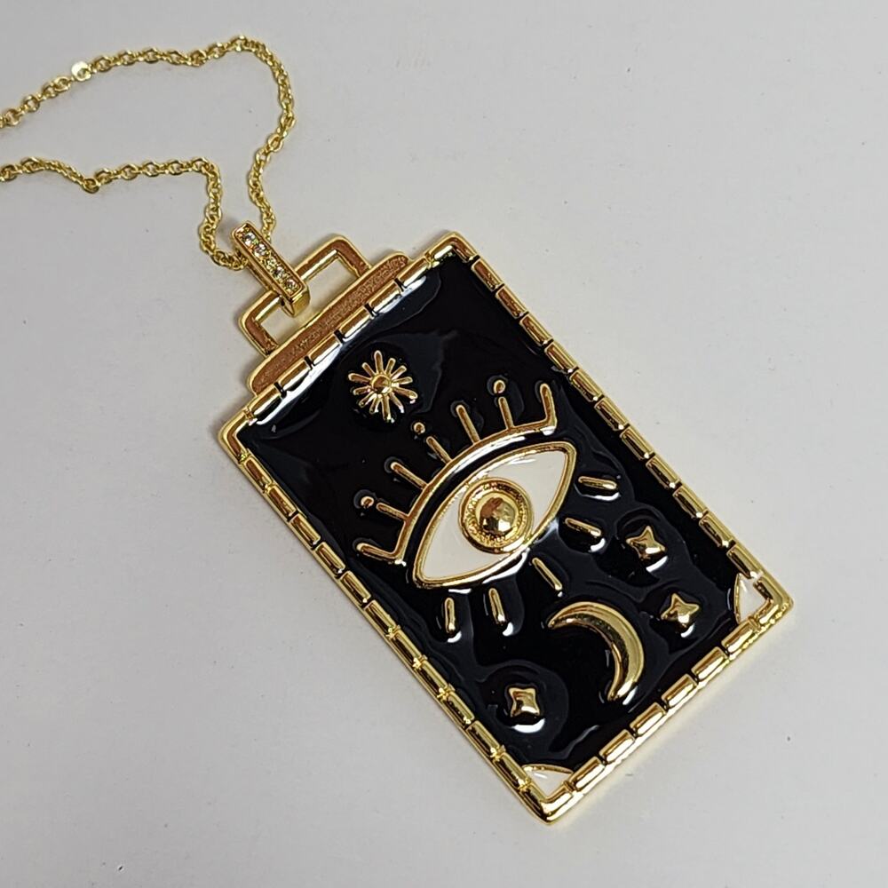 Live By The Moon Evil Eye Tarot Card Necklace - Picture 9 of 9
